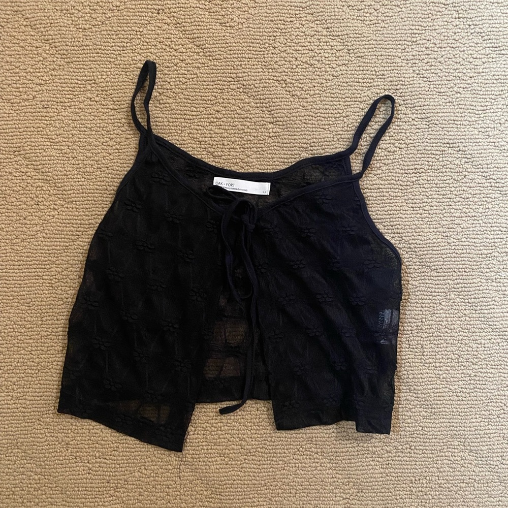 Oak + Fort sheer lace tie cami